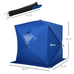 Outdoor and Garden-4 Person Ice Fishing Tent, Waterproof Oxford Fabric Portable Pop-up Ice Tent with 2 Doors for Outdoor Fishing, Blue - Outdoor Style Company