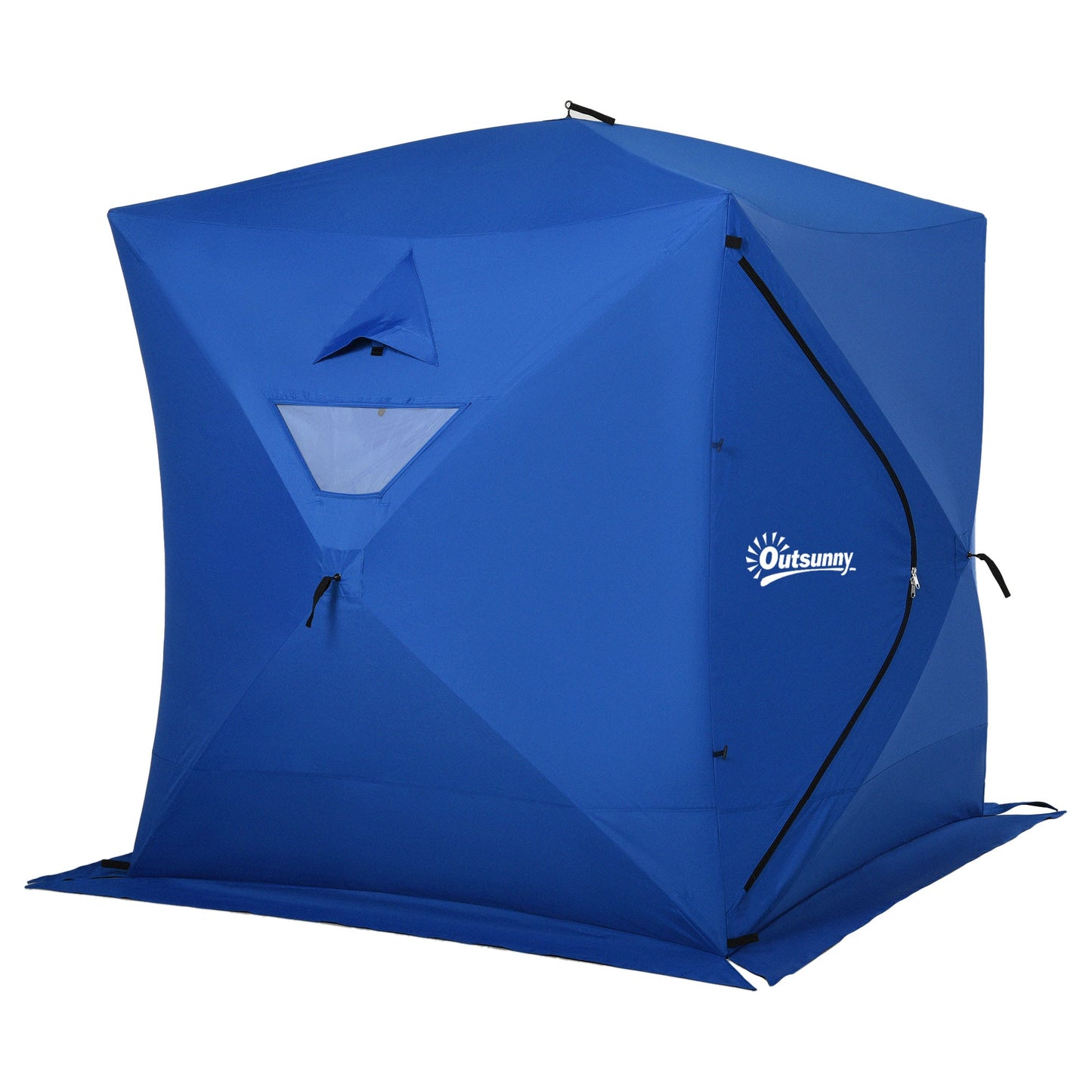 Outdoor and Garden-4 Person Ice Fishing Tent, Waterproof Oxford Fabric Portable Pop-up Ice Tent with 2 Doors for Outdoor Fishing, Blue - Outdoor Style Company