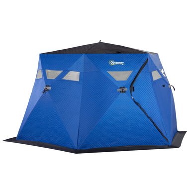 Miscellaneous-4 Person Insulated Ice Fishing Shelter, Pop-Up Portable Ice Fishing Tent with Carry Bag, Two Doors and Anchors for -22℉, Dark Blue - Outdoor Style Company