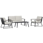 Outdoor and Garden-4 Piece Patio Furniture Set Aluminum Conversation Set Garden Sofa Set with Armchairs, Loveseat, Center Coffee Table and Cushions, Cream White - Outdoor Style Company