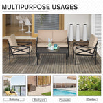 Outdoor and Garden-4-Piece Patio Furniture Set Garden Conversation Set with Cushions Steel Beige - Outdoor Style Company