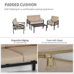 Outdoor and Garden-4-Piece Patio Furniture Set Garden Conversation Set with Cushions Steel Beige - Outdoor Style Company