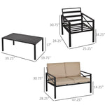 Outdoor and Garden-4-Piece Patio Furniture Set Garden Conversation Set with Cushions Steel Beige - Outdoor Style Company