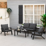 Outdoor and Garden-4 Piece Patio Furniture Set, Outdoor Conversation Set w/ Armchairs, Loveseat, Coffee Table and Cushions for Backyard, Lawn and Garden, Black - Outdoor Style Company