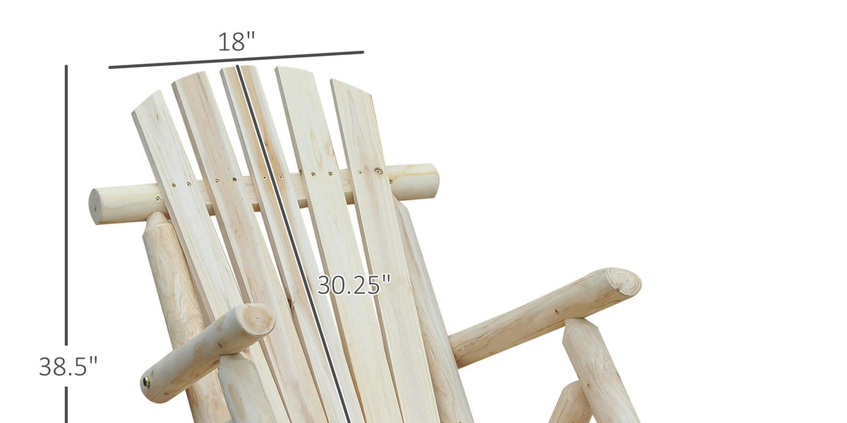 4 Piece Wooden Adirondack Rocking Chair Set, Outdoor Rustic Log Rocker