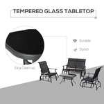 Outdoor and Garden-4 Pieces Patio Furniture Set, Outdoor Conversation Set with 2-Person Glider, Single Sling Chair and Glass Coffee Table for Lawn, Black - Outdoor Style Company