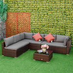 Outdoor and Garden-4 Pieces Patio PE Rattan Wicker Sofa Set, Outdoor All Weather 6 Seater Conservatory Furniture, w/ Tempered Glass Coffee Table & Cushions - Outdoor Style Company