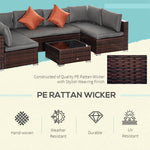 Outdoor and Garden-4 Pieces Patio PE Rattan Wicker Sofa Set, Outdoor All Weather 6 Seater Conservatory Furniture, w/ Tempered Glass Coffee Table & Cushions - Outdoor Style Company