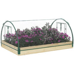 -4' x 3' x 2' - 12 Pockets Raised Garden Bed with Greenhouse and Roll Up Windows, Wooden Planter Box Kit - Outdoor Style Company