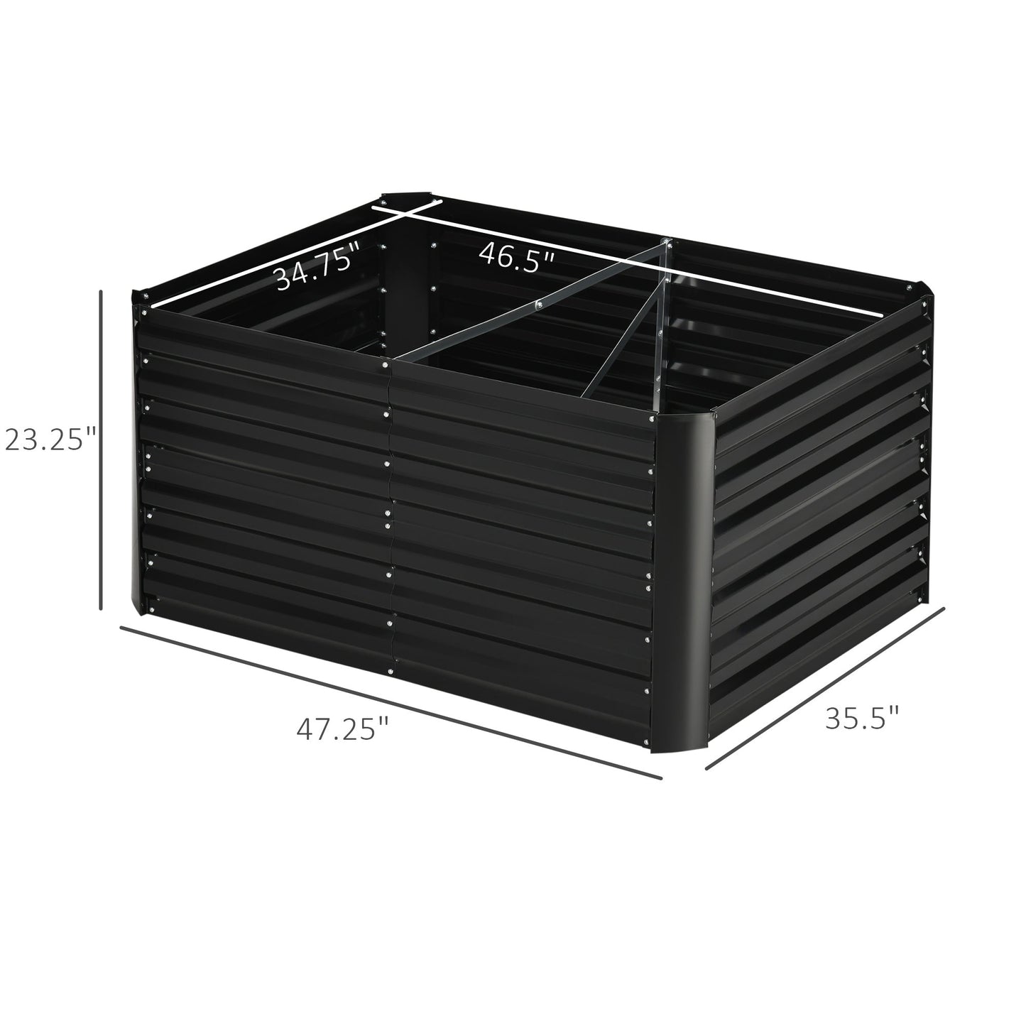 Outdoor and Garden-4' x 3' x 2' Raised Garden Bed with Support Rod, Steel Frame Elevated Planter Box, Black - Outdoor Style Company