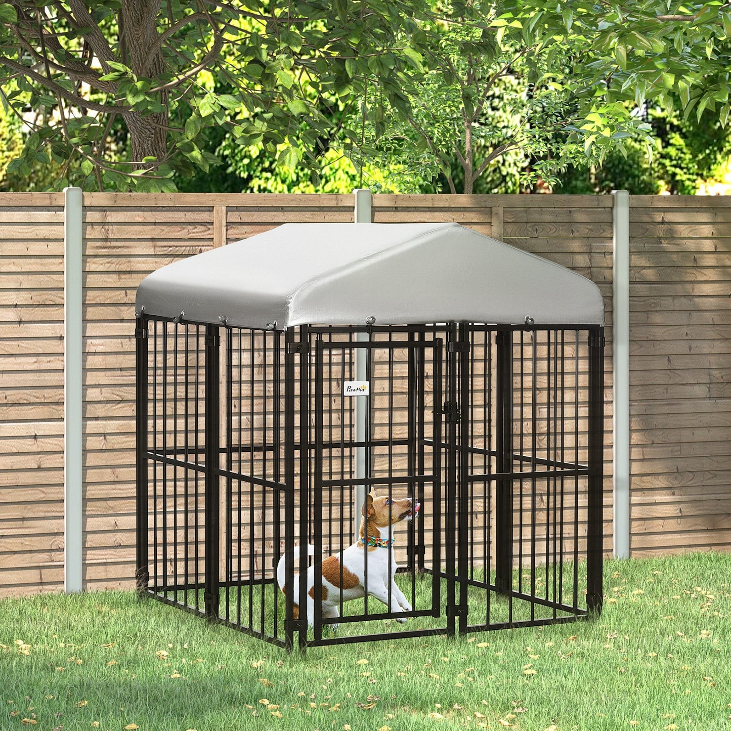 Outdoor and Garden-4' x 4' Dog Playpen, Outdoor Puppy Exercise Pen with Water-resistant UV Protection Canopy, Dog Run Enclosure for Small & Medium Dogs - Outdoor Style Company