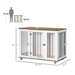 Pet Supplies-41.75" x 23.5" Wooden Dog Crate, Dog Cage with Wheels & Big Tabletop, Indoor Dog Crate Furniture with Lockable Door, White - Outdoor Style Company