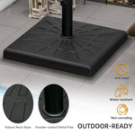 Outdoor and Garden-42lbs Resin Patio Umbrella Base, 20" Square Outdoor Umbrella Stand Holder for Parasol Poles 1.26", 1.5", and 1.9" Dia, Black - Outdoor Style Company