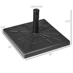 Outdoor and Garden-42lbs Resin Patio Umbrella Base, 20" Square Outdoor Umbrella Stand Holder for Parasol Poles 1.26", 1.5", and 1.9" Dia, Black - Outdoor Style Company