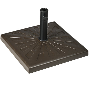 Outdoor and Garden-42lbs Resin Patio Umbrella Base, 20" Square Outdoor Umbrella Stand Holder for Poles of Φ1.26", Φ1.5", and Φ1.9", Brown - Outdoor Style Company