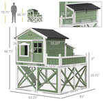 Miscellaneous-44" Chicken Coop, Wooden Chicken House Hen Run, Rabbit Hutch with Nesting Box, Removable Tray, Asphalt Roof, Planting and Lattice, Green - Outdoor Style Company