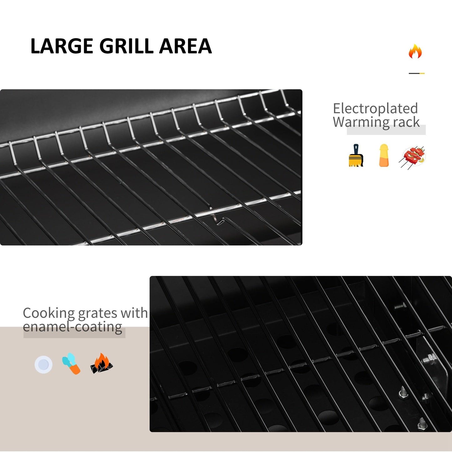 Outdoor and Garden-45" Charcoal BBQ Grill and Smoker Combo Outdoor Portable Trolley Camping Picnic Backyard with Side Shelf Grey - Outdoor Style Company