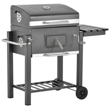 Outdoor and Garden-45" Charcoal BBQ Grill and Smoker Combo Outdoor Portable Trolley Camping Picnic Backyard with Side Shelf Grey - Outdoor Style Company