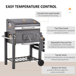 Outdoor and Garden-45" Charcoal BBQ Grill and Smoker Combo Outdoor Portable Trolley Camping Picnic Backyard with Side Shelf Grey - Outdoor Style Company