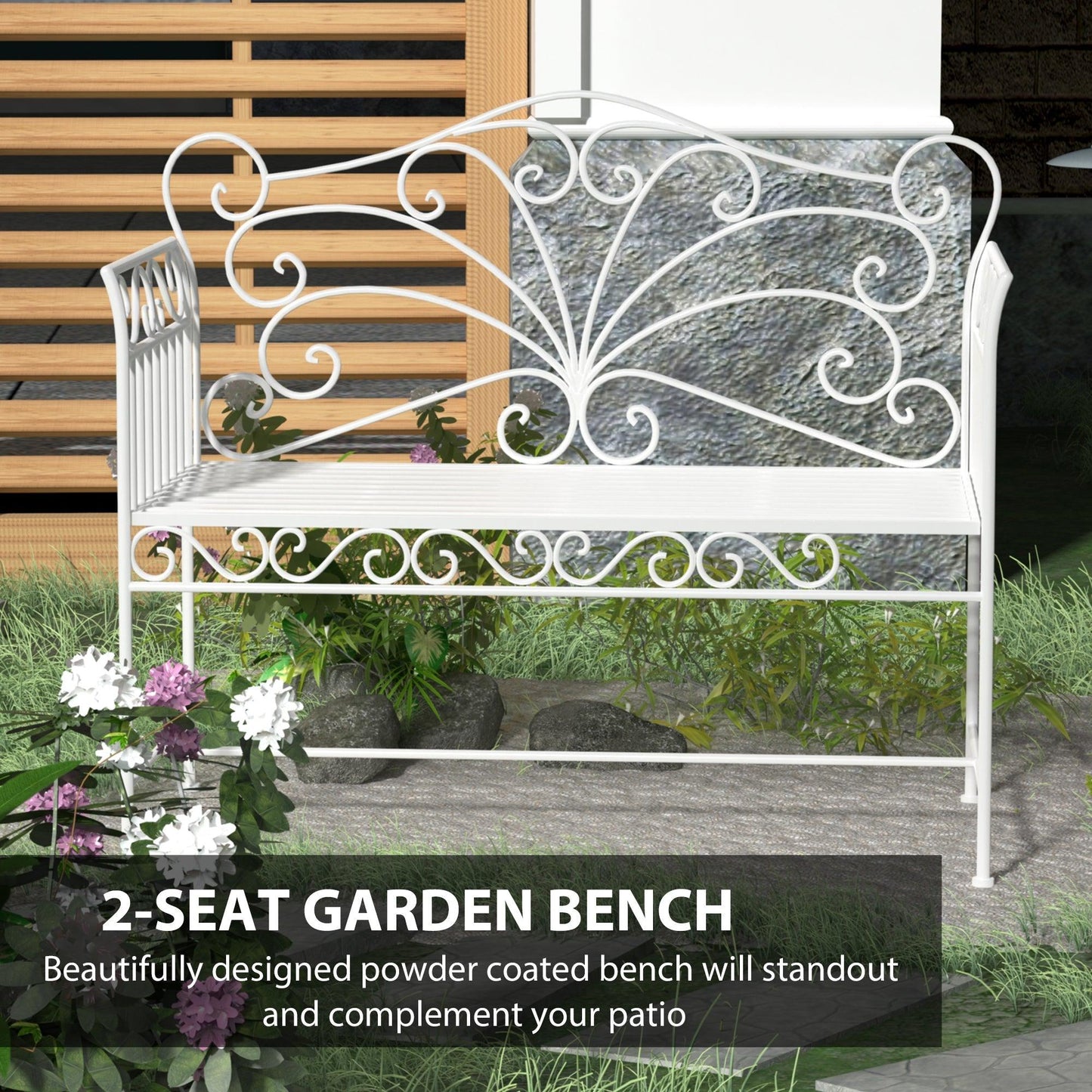 Outdoor and Garden-45" Patio Garden Bench, Cast Iron Antique Porch Benches for Outside - Outdoor Style Company