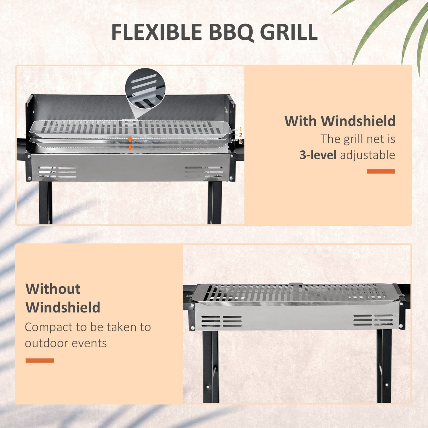 Outdoor and Garden-46" Charcoal BBQ Grill and Smoker Combo Rotisserie Grill Roasting Machine for Chicken Turkey with 3-Level Grill Grate, Storage Shelves - Outdoor Style Company