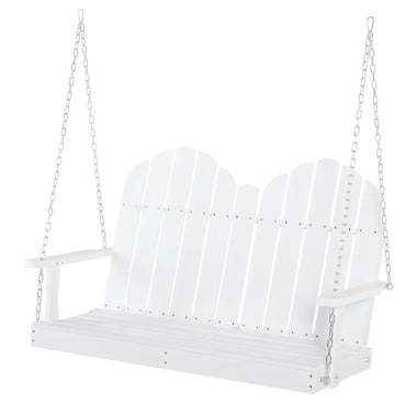 Outdoor and Garden-47'' 2-Seater Hanging Porch Swing, Outdoor Patio Swing Bench with Wooden Build, Water-Fighting Protection, & Classic Style, White - Outdoor Style Company