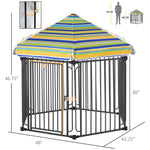 Pet Supplies-47" Heavy-duty Pet Playpen Kennel with Door & Removable Cover 6 Panels Freestanding Puppy Crate Fence for Small Medium Sized Dogs - Outdoor Style Company