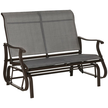 Outdoor and Garden-47" Outdoor Double Glider Bench, Patio Glider Armchair for Backyard with Mesh Seat and Backrest, Steel Frame, Mixed Grey - Outdoor Style Company
