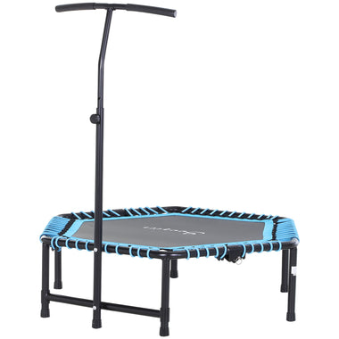 Outdoor and Garden-48" Adult Hexagon Rebounder Trampoline, Fitness Bungee Jumping Cardio Trainer, Outdoor Bouncer Jumper with 3-Level Adjustable T-Bar, Blue - Outdoor Style Company