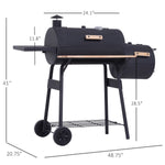 Outdoor and Garden-48" Charcoal BBQ Grill and Smoker Combo Steel Portable Backyard Charcoal BBQ Grill with Wheels - Outdoor Style Company
