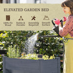 Outdoor and Garden-48" Fir Wood Raised Garden Bed with Tool Hooks, Elevated Planter Box Stand with Unique Funnel Design for Backyard, Gray - Outdoor Style Company