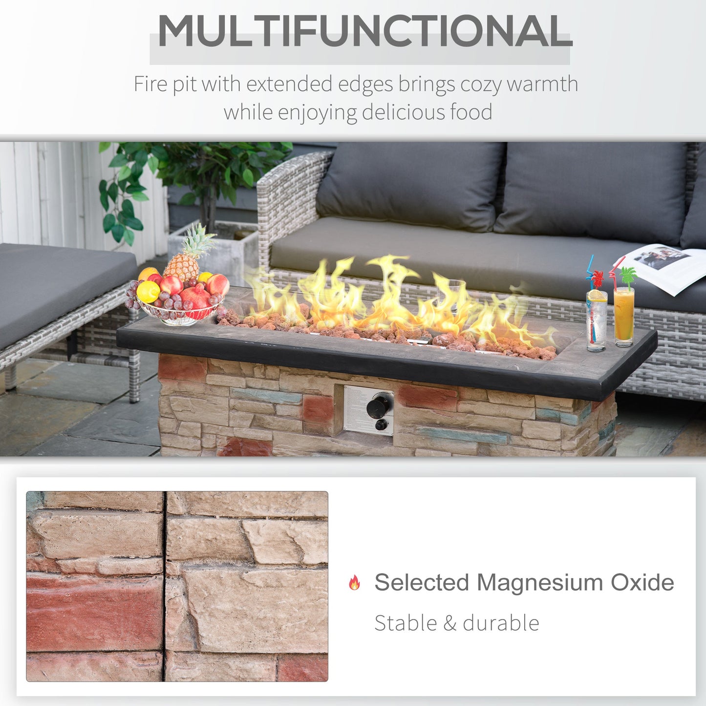 Miscellaneous-48" Propane Fire Pit Table, 50,000BTU Gas Firepit with Protective Cover, Lava Rocks, CSA Certification for Outdoor, Patio, and Poolside - Outdoor Style Company