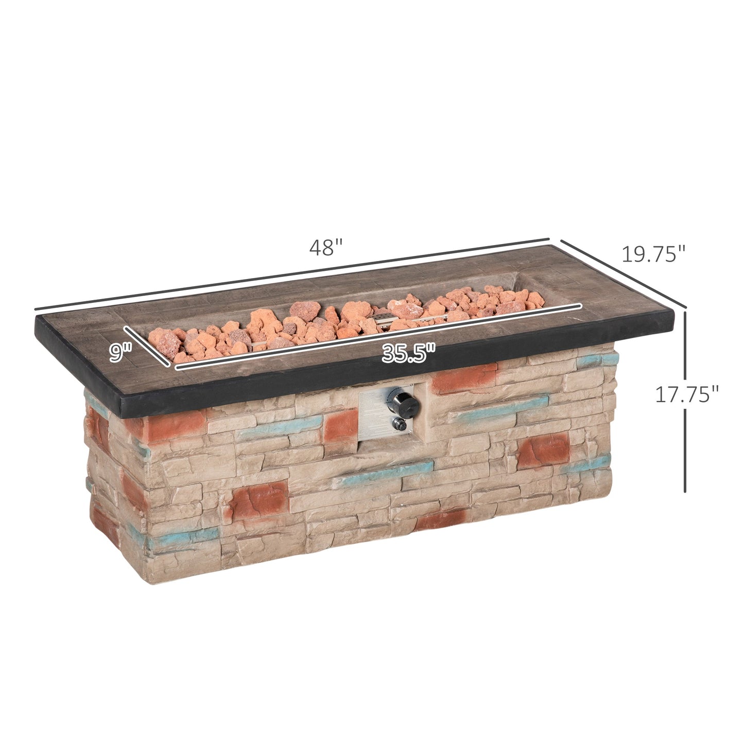 Miscellaneous-48" Propane Fire Pit Table, 50,000BTU Gas Firepit with Protective Cover, Lava Rocks, CSA Certification for Outdoor, Patio, and Poolside - Outdoor Style Company