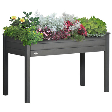 Outdoor and Garden-48" Raised Garden Bed, Elevated Wooden Planter Box with Holes for Vegetables, Herb, Flowers for Backyard, Dark Gray - Outdoor Style Company