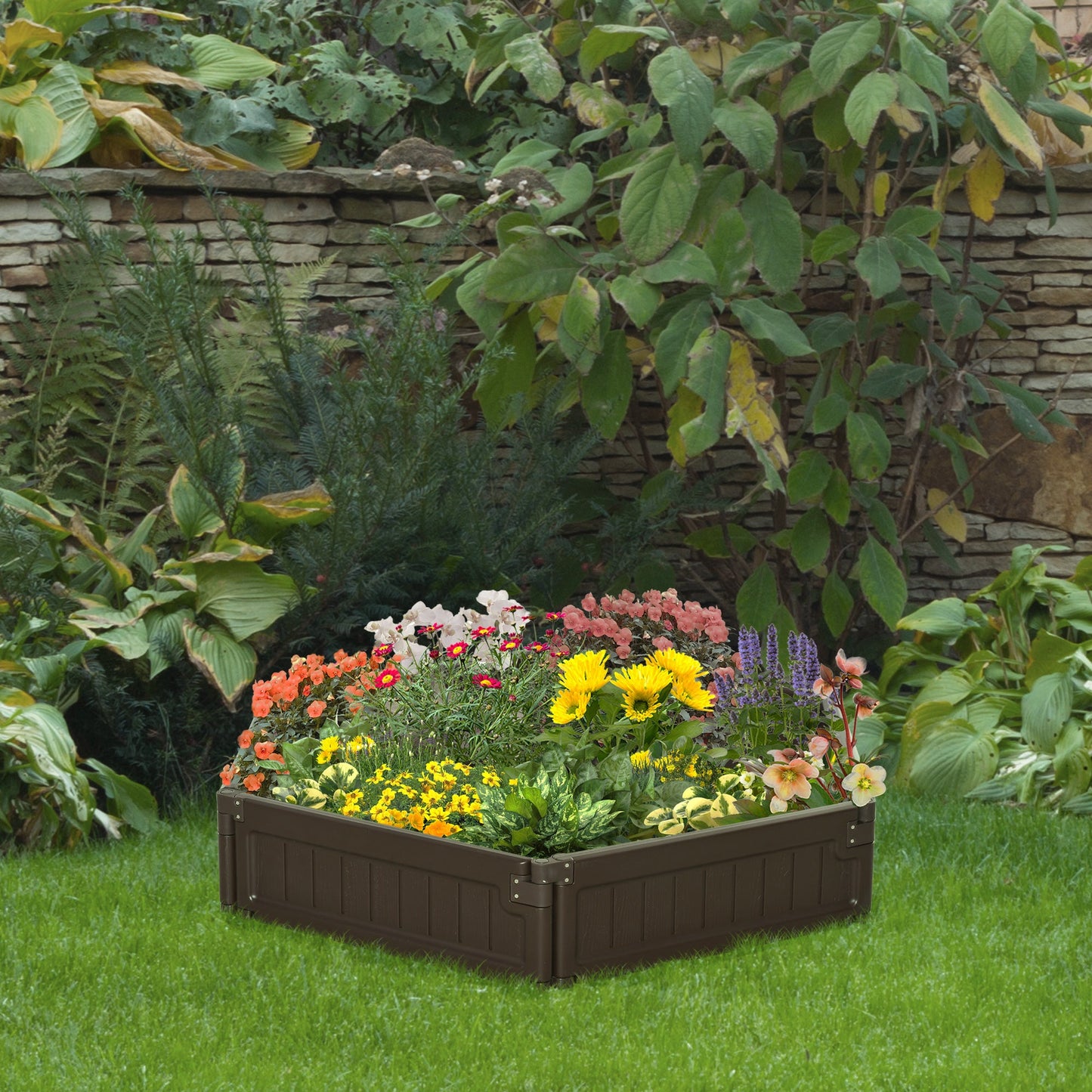 Outdoor and Garden-48" x 24" x 8" Raise Garden Bed Kit, Planter Box Above Ground for Flowers/Herb/Vegetables Outdoor Garden Backyard with Easy Assembly, Brown - Outdoor Style Company