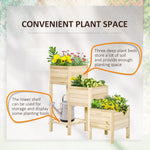 Outdoor and Garden-49" x 18" x 43" 3-Tier Raised Garden Bed w/ Storage Shelf, Outdoor Wood Elevated Planter Box Kit, Freestanding Wooden Plant Stand - Outdoor Style Company