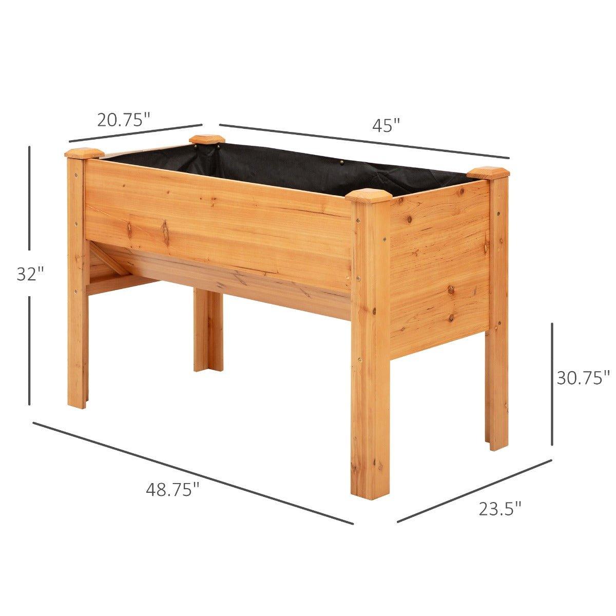 Outdoor and Garden-49" x 24" x 32" Raised Garden Bed Planter Box with Natural Fir Wood Unique Funnel Design & Tool Hooks - Outdoor Style Company