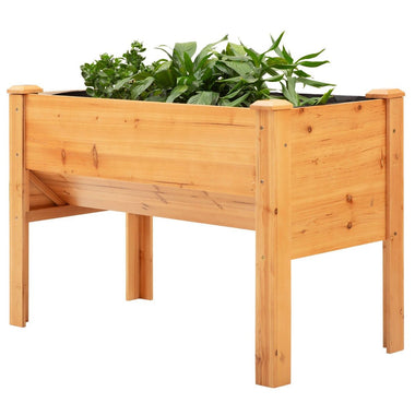 Outdoor and Garden-49" x 24" x 32" Raised Garden Bed Planter Box with Natural Fir Wood Unique Funnel Design & Tool Hooks - Outdoor Style Company