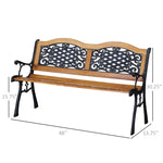 Outdoor and Garden-49.5" Garden Bench Outdoor Loveseat with Cast Steel Legs Antique Armrest and Backrest for Patio, Deck, and Yard - Outdoor Style Company