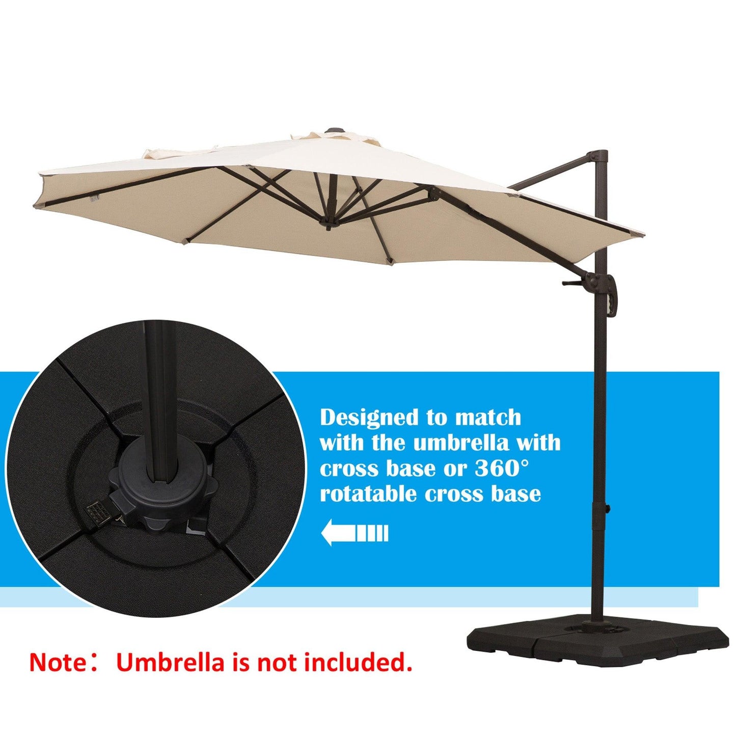 Miscellaneous-4pcs 264 lb. Cantilever Umbrella Base Stand Holder with Channel Grooves for Powerful Support, Black - Outdoor Style Company