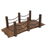Outdoor and Garden-5 ft Wooden Garden Bridge Arc Footbridge with Metal Chain Railings & Solid Fir Construction, Stained Wood - Outdoor Style Company