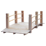 Outdoor and Garden-5 ft Wooden Garden Bridge Arc Footbridge with Railings for your Backyard, Natural Wood - Outdoor Style Company