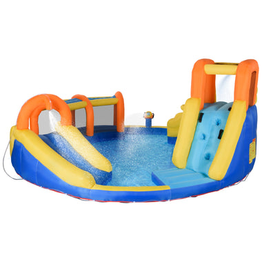 Miscellaneous-5-in-1 Inflatable Water Slide Kids Bounce House Jumping Castle Includes Slide Basket Pool Climbing Wall Repair Patches, without Air Blower - Outdoor Style Company