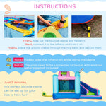 Miscellaneous-5-in-1 Inflatable Water Slide Kids Bounce House Narwhals Theme Water Park Includes Slide Trampoline Pool Cannon Climbing Wall and Air Blower - Outdoor Style Company