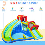Miscellaneous-5-in-1 Inflatable Water Slide Kids Bounce House Water Park Jumping Castle Includes Trampoline Slide Water Pool Climbing Wall, 450W Air Blower - Outdoor Style Company