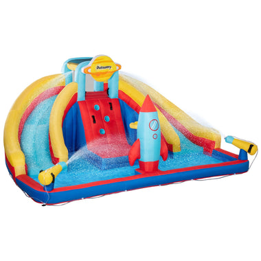 Miscellaneous-5-in-1 Inflatable Water Slide, Kids Castle Bounce House with Slide, Pool, Basket, Climbing Wall, Repair Patches, without Air Blower - Outdoor Style Company