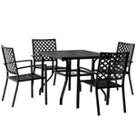 Outdoor and Garden-5 PCs Outdoor Patio Dinning Set for 4 People with Table Modern Stylish Chair Metal Frame - Black - Outdoor Style Company