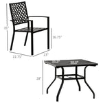 Outdoor and Garden-5 PCs Outdoor Patio Dinning Set for 4 People with Table Modern Stylish Chair Metal Frame - Black - Outdoor Style Company