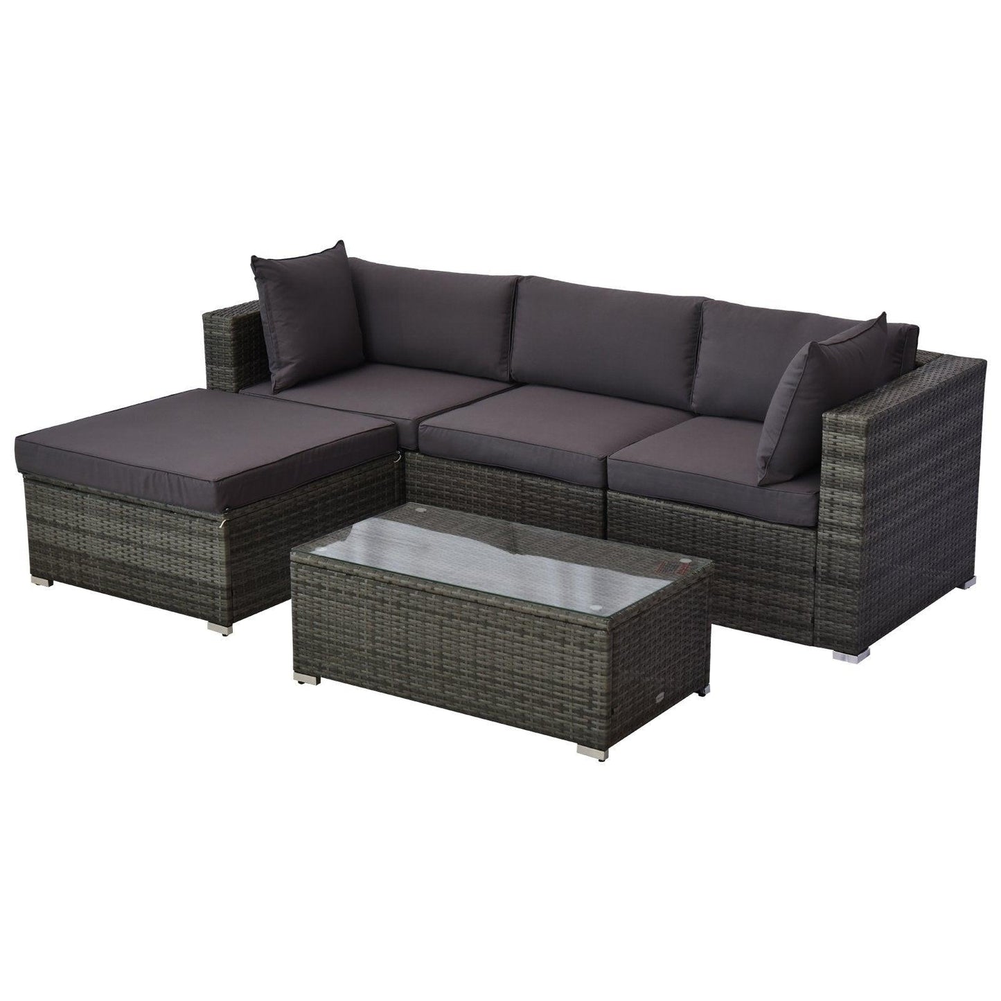 Outdoor and Garden-5-Piece Deluxe Outdoor Patio Rattan Furniture Set with Durability Comfortable Seating and a Modern Look Grey - Outdoor Style Company