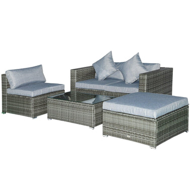 Outdoor and Garden-5 Piece Outdoor Patio PE Rattan Wicker Sofa Conversation Set Sectional Furniture Set, Mixed Grey - Outdoor Style Company